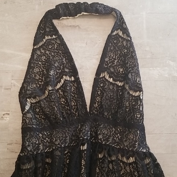 💕AUDREY 3+1💕 Black Lace Halter Dress - Boho Medium M - Picture 3 of 6